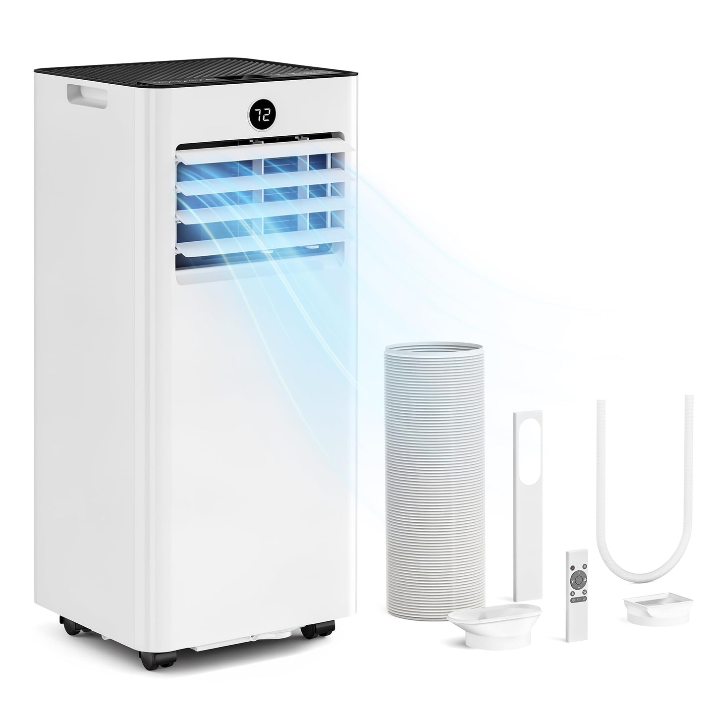Quiet Portable Air Conditioner 8000 BTUs, Cools Rooms up to 350 Sq. Ft, Dehumidifier & Fan Mode, Sleep Mode, 24-Hour Timer, 26 ft Remote Control, 2026 Model, Window Kit 1-piece