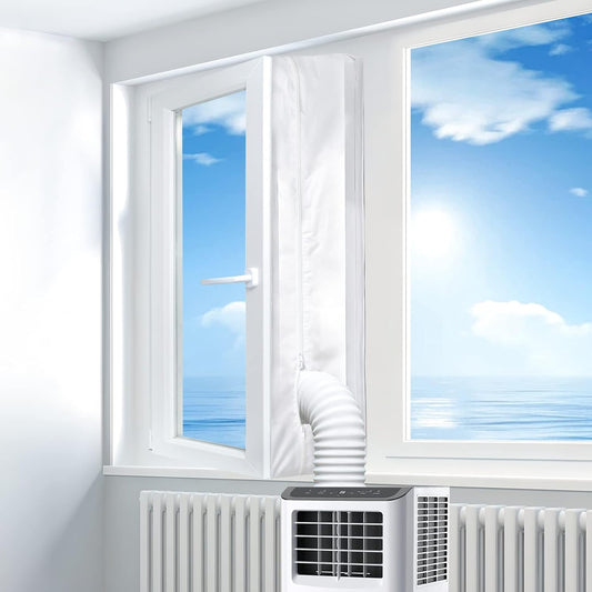 Gruntbear 600CM Universal Window Seal for Portable Air Conditioner, 236 Inch Portable AC Window Seal with Zip and Adhesive Fastener Works with Tumble Dryer, Easy to Install
