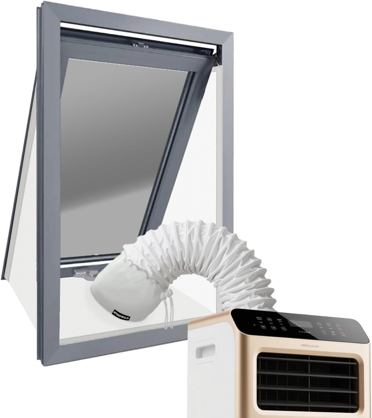 118"/300CM Portable AC Window Seal Kit - Air Conditioner Window Seal for Window Air Conditioner & Dryer, Waterproof Window Seal Kit, Easy Install for Push Out Windows
