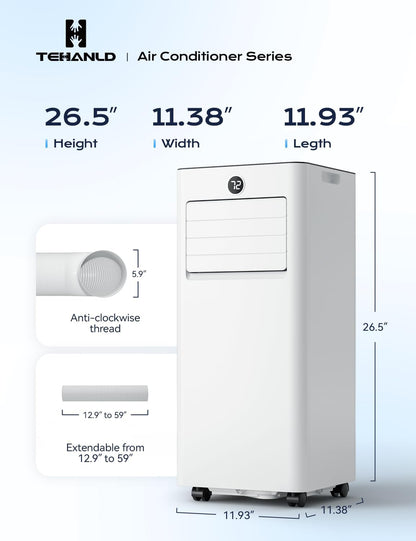 Portable Air Conditioners - 2026 Upgraded 10000 BTU Quiet Portable AC for Room up to 450 Sq. Ft, 4 in 1 AC Units with Cool, Fan, Dehumidifier, Sleep, 24H Timer/Remote/Window Kits