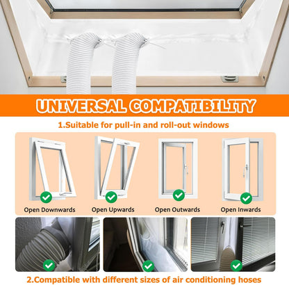 400CM(157") Portable Air Conditioner Window Seal Kit, Window Vent Seal Kit for Portable Air Conditioner Dryer, with Zip and Adhesive Fastener