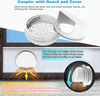 Portable Air conditioner Window Vent Seal Kit with Universal Coupler Fit for 5.1"/5.9" Exhaust Hose, Mobile A/C Unit Window Vent Kit with 4 Vent Seal Plates for Vertical/Horizontal Sliding Window