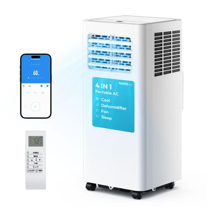 EUHOMY 8,000 BTU Portable Air Conditioners, 4-in-1 Air Conditioner Portable Up to 350 Sq.Ft., Portable AC Unit with Cool, Fan, Dehumidifier, Sleep, 24H Timer, Remote & Installation Kit, for Bedroom