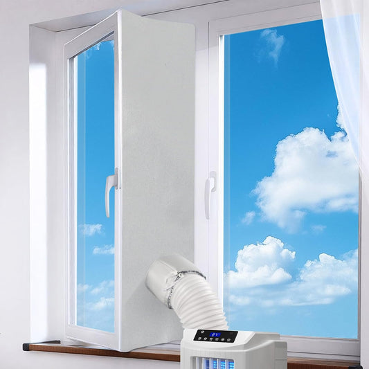 Fohil 500CM (196") Portable AC Window Seal Kit, Window Vent Seal Kit for Portable Air Conditioner Dryer, Waterproof Full Sealing A/C Vent Sealing Cloth for Push Out Windows