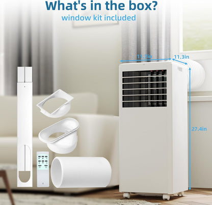 GarveeLife Portable Air Conditioner,8,000 BTU for Rooms up to 350 Sq.Ft., Smart Compact AC Unit with Cooling, Dehumidifier, Fan, Remote Control and Window Kit, White