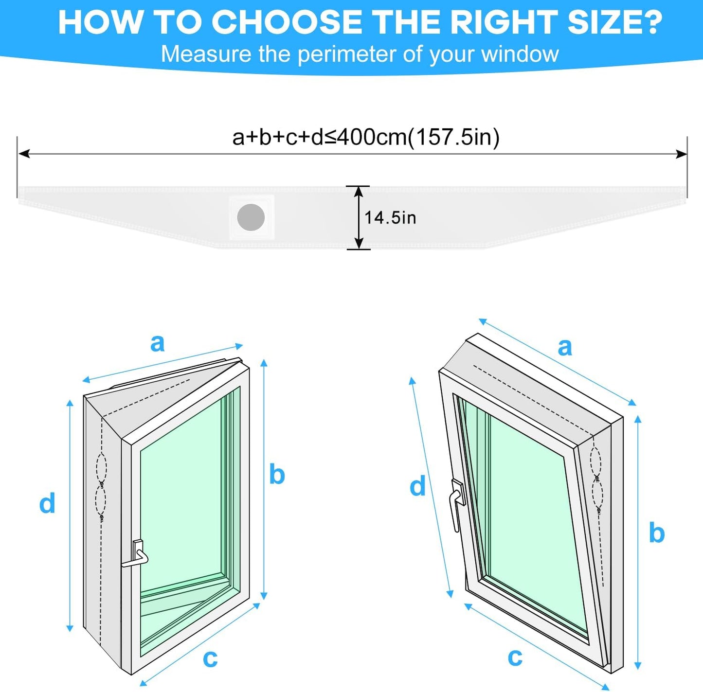 400CM (157") Portable AC Window Seal Kit with Universal Coupler Fit for 5.1"/5.9" Exhaust Hose, Casement Window Seal Kit for Mobile Air Conditioner, Full Sealing Waterproof AC Window Vent Seal Kit