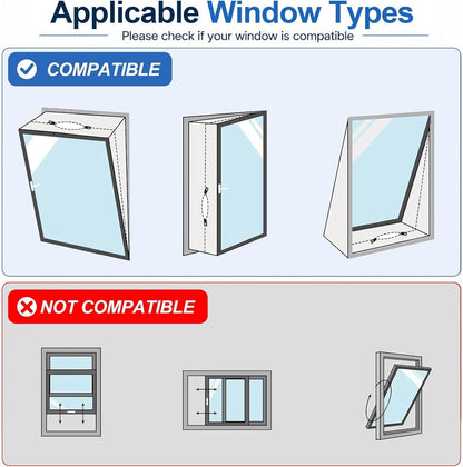 Portable AC Window Seal Kit, 157" Adjustable Zipper Seal, Waterproof Window Vent Kit for Single/Dual Hose, Crank Out, Awning, and Skylights