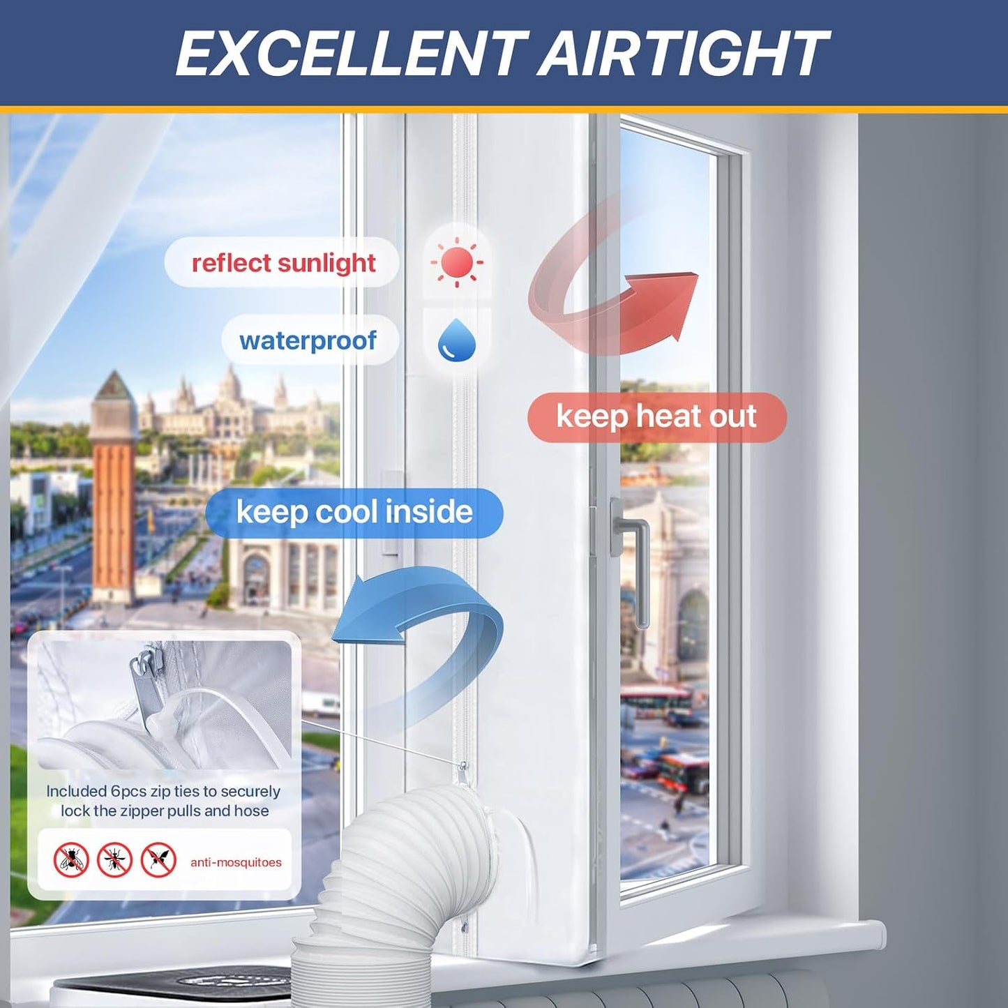 LOVIGA 400CM(157") Portable AC Window Seal Kit, Casement Window Vent Kit Seal Kit for Portable Air Conditioner & Ventilation System, Easy to Install for Crank Out/Awning/Skylights Window