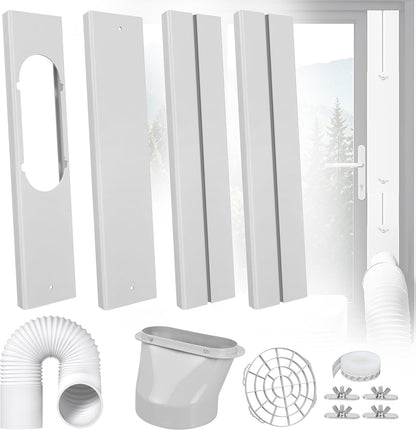 Portable Air Conditioner Window Vent Kit – Adjustable AC Window Kit Fits Sliding Horizontal & Vertical Windows, Includes 5.9” Exhaust Hose