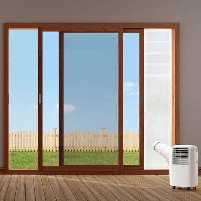 Dandat 2 Set Portable Ac Window Kit Window Seal for Portable Air Conditioner Adjustable Vent Kit with Drawstring and Adhesive Fastener for Dryer Hose Casement Door(75 to 91 Inches)