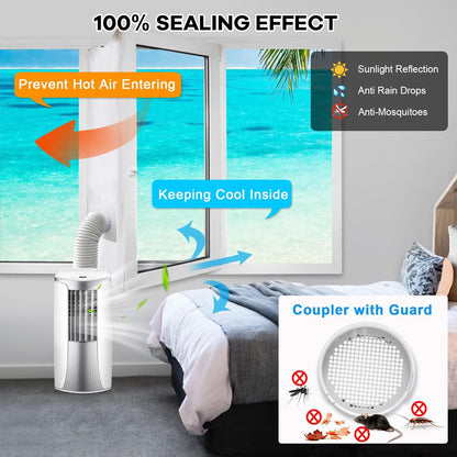400CM (157") Portable AC Window Seal Kit with Universal Coupler Fit for 5.1"/5.9" Exhaust Hose, Casement Window Seal Kit for Mobile Air Conditioner, Full Sealing Waterproof AC Window Vent Seal Kit