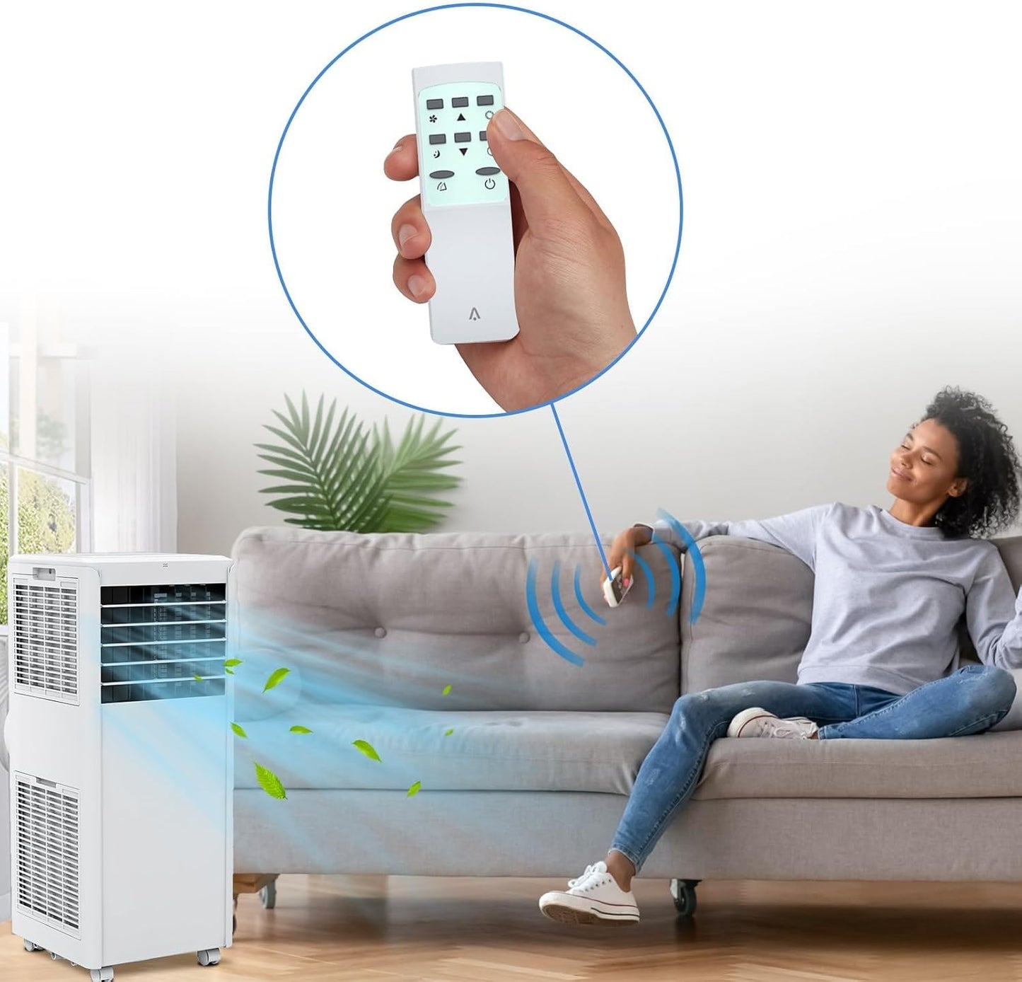 GarveeLife Portable Air Conditioner,8,000 BTU for Rooms up to 350 Sq.Ft., Smart Compact AC Unit with Cooling, Dehumidifier, Fan, Remote Control and Window Kit, White