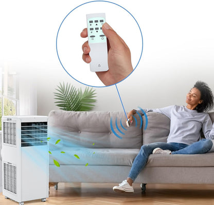 GarveeLife Portable Air Conditioner,8,000 BTU for Rooms up to 350 Sq.Ft., Smart Compact AC Unit with Cooling, Dehumidifier, Fan, Remote Control and Window Kit, White
