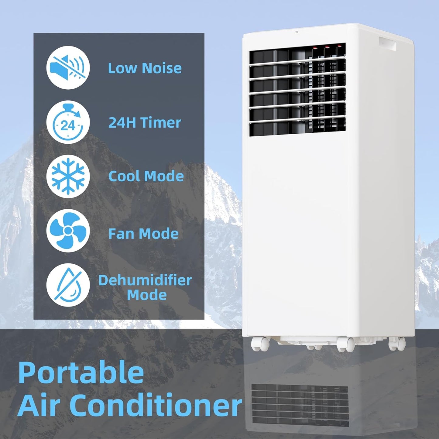 GarveeLife Portable Air Conditioner,8,000 BTU for Rooms up to 350 Sq.Ft., Smart Compact AC Unit with Cooling, Dehumidifier, Fan, Remote Control and Window Kit, White