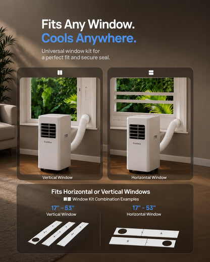 Coolblus Portable Air Conditioners, 8500 BTU Portable AC Cool Up to 360 Sq.Ft, 3 IN 1 with Remote Control, Sleep Mode, Window Kit, No Wall or Window Installation Needed, White-8500BTU
