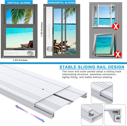 Portable Air Conditioner Window Vent Seal Kit Fit for 5.9" Exhaust Hose, Mobile AC Unit Window Vent Kit with 4 Vent Seal Plates for Vertical/Horizontal Sliding Window