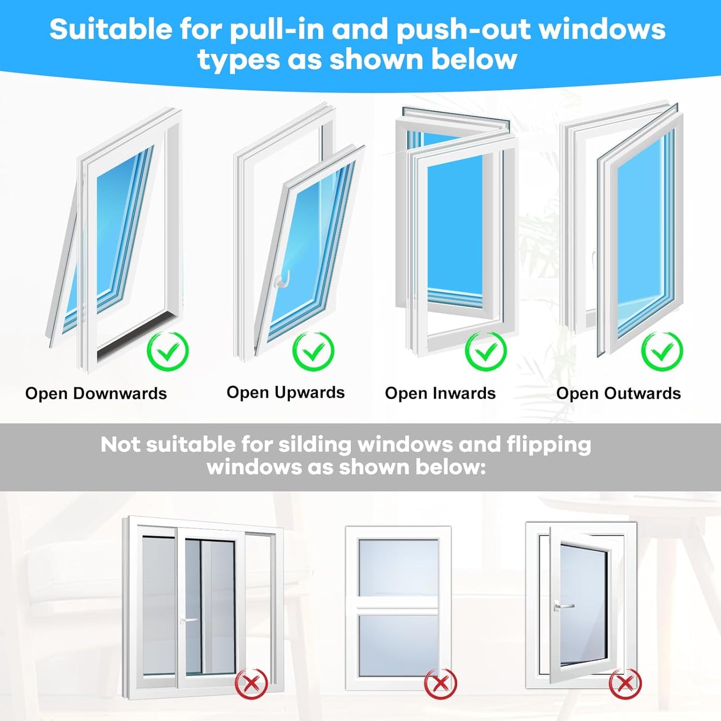 400CM (157") Portable AC Window Seal Kit with Universal Coupler Fit for 5.1"/5.9" Exhaust Hose, Casement Window Seal Kit for Mobile Air Conditioner, Full Sealing Waterproof AC Window Vent Seal Kit