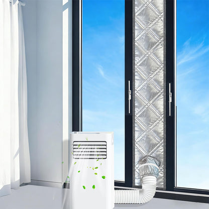 39" portable AC window vent kit,window seal kit silver-coated 100% blackout sealed for portable air conditioner dryer–oxford fabric,waterproof, non-breathable,stops hot backflow, easy to install