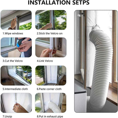 Universal AC Window Seal Kit, Casement Window Vent Kit for Portable Air Conditioner and Tumble Dryer, Waterproof Seal with Zipper for Casement Window, Awning, Skylights, No Drilling (Sealing Cloth-4M)