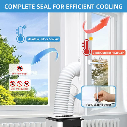 Universal Window Seal Kit for Portable Air Conditioner & Dryer, 100% Sealing Fabric Window Seal, Single & Dual Hose Adjustable Weather Strip, 500cm/197 Inch for Mobile A/C Unit