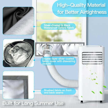 420D High-Density Portable AC Window Seal Kit Stepless Adjustable up to 40" 100% Blackout & Claw-Proof Pet Friendly Fabric, Silver Coated Heat Reflection Shield for Sliding Doors & Windows