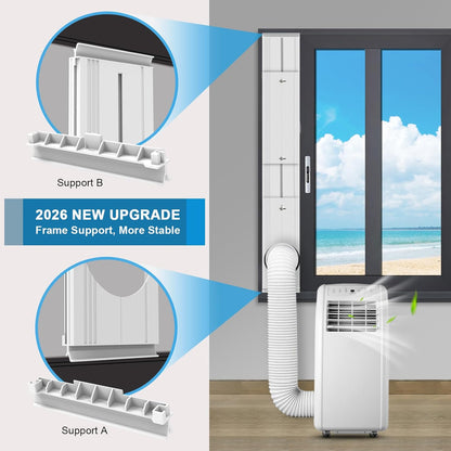 Portable Air Conditioner Window Vent Seal Kit Fit for 5.9" Exhaust Hose, Mobile AC Unit Window Vent Kit with 4 Vent Seal Plates for Vertical/Horizontal Sliding Window