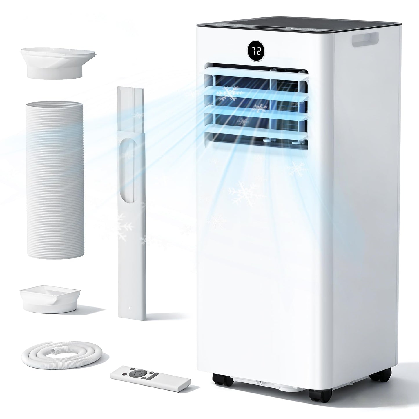 Quiet Portable Air Conditioner 8000 BTUs, Cools Rooms up to 350 Sq. Ft, Dehumidifier & Fan Mode, Sleep Mode, 24-Hour Timer, 26 ft Remote Control, 2026 Model, Window Kit 1-piece