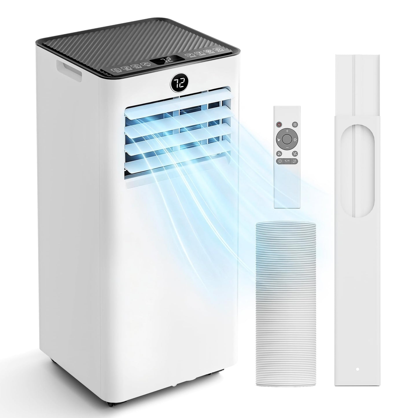 Portable Air Conditioners - 2026 Upgraded 10000 BTU Quiet Portable AC for Room up to 450 Sq. Ft, 4 in 1 AC Units with Cool, Fan, Dehumidifier, Sleep, 24H Timer/Remote/Window Kits