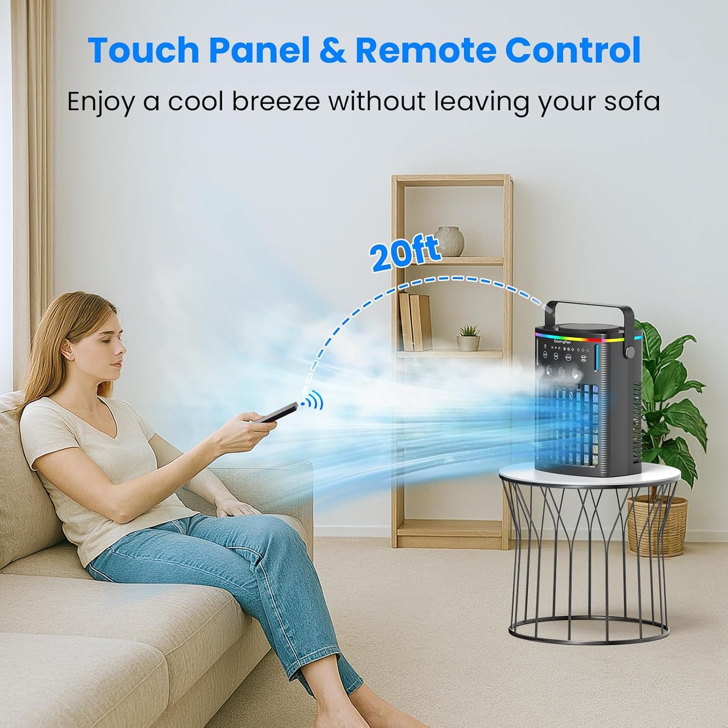 Portable Air Conditioners, Small Air Conditioner Portable with Remote, 3 Speeds & 3 Mist Modes & Timer Mini Evaporative Air Cooler, Personal Cooling Misting Fan for Bedroom Office Room Desk, Black