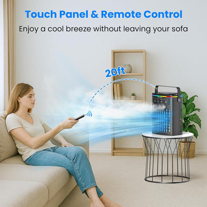 Portable Air Conditioners, Small Air Conditioner Portable with Remote, 3 Speeds & 3 Mist Modes & Timer Mini Evaporative Air Cooler, Personal Cooling Misting Fan for Bedroom Office Room Desk, Black