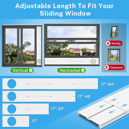 YJHome Portable AC Window Vent Kit with 5.9" Exhaust Hose & Universal Coupler, Air Conditioner Window Seal Kit with Plates, Upgraded Rain Cover, Portable Air Conditioner Window Kit for Sliding Window