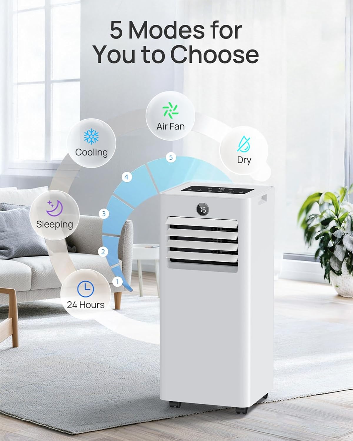 Portable Air Conditioners 16,000 Btu for Large Room up to 850 Sq. Ft., 5-in-1 Smart AC with WiFi App, Fast Cooling, Dehumidifier, Fan, Quiet 36dB Sleep Mode & Window Kit for Bedroom, Office
