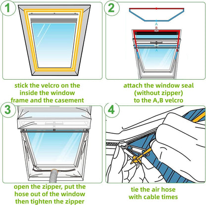 Portable Air Conditioner Window Seal Kit, Waterproof Window Seal with Zip Fits All Mobile Air Conditioners No Drilling Required, Easy to Install (190 * 2)