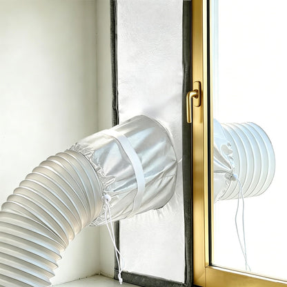 420D High-Density Portable AC Window Seal Kit Stepless Adjustable up to 40" 100% Blackout & Claw-Proof Pet Friendly Fabric, Silver Coated Heat Reflection Shield for Sliding Doors & Windows