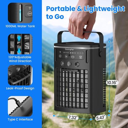 Portable Air Conditioners, Small Air Conditioner Portable with Remote, 3 Speeds & 3 Mist Modes & Timer Mini Evaporative Air Cooler, Personal Cooling Misting Fan for Bedroom Office Room Desk, Black