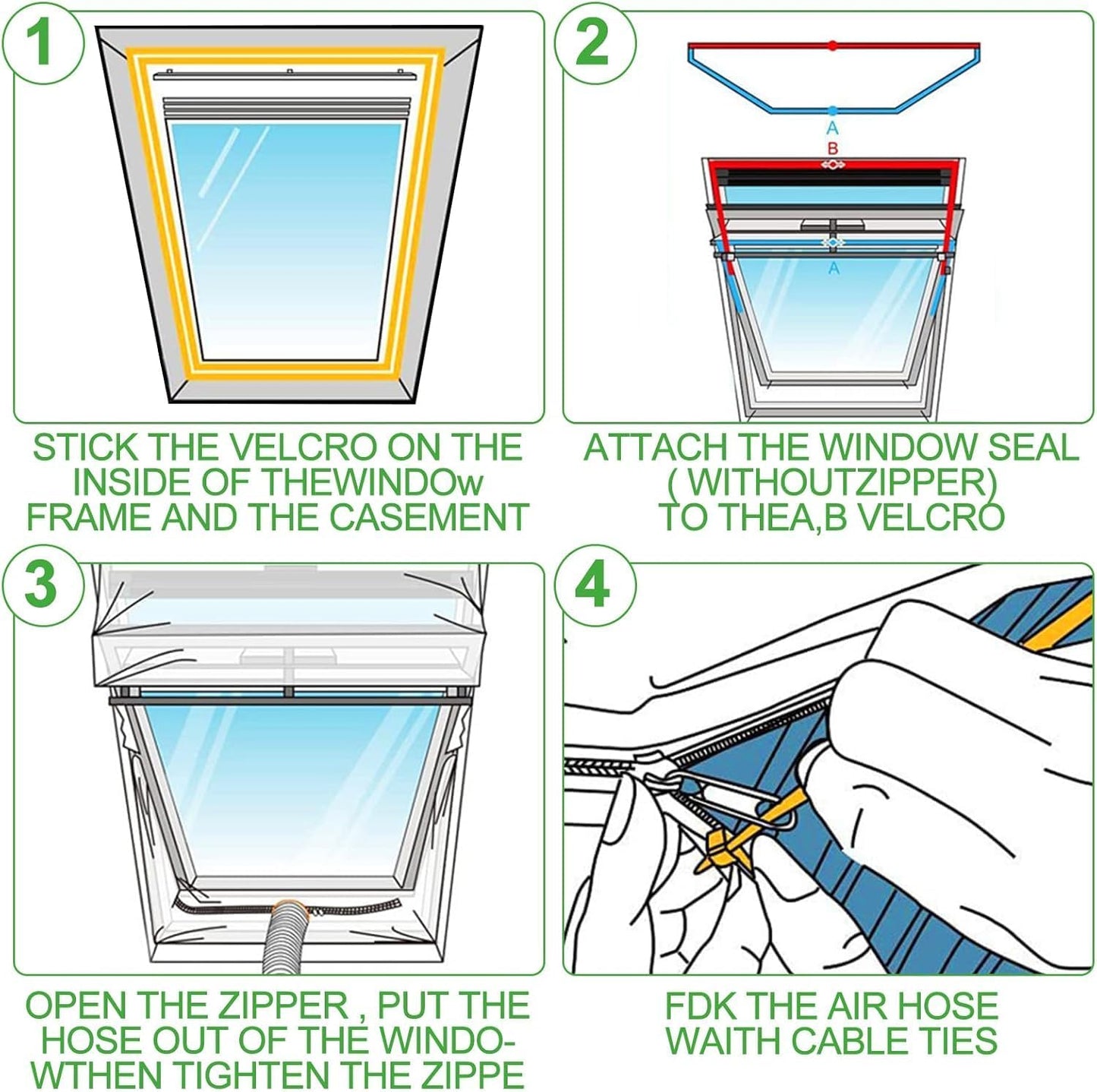 400cm/157Is. Universal Window Seal for Portable Air Conditioner and Tumble Dryer.Portable ac Window Vent kit Easy to Install - Air Exchange Guards with Zip and Adhesive Fastener
