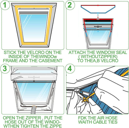 400cm/157Is. Universal Window Seal for Portable Air Conditioner and Tumble Dryer.Portable ac Window Vent kit Easy to Install - Air Exchange Guards with Zip and Adhesive Fastener
