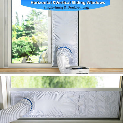 Portable Air Conditioner Window Seal Kit,10In x 36~62 Inch Full Sealing AC Window Vent Seal Kit for Mobile Air Conditioner & Dryer,Length Adjustable,Waterproof & Easy to Install