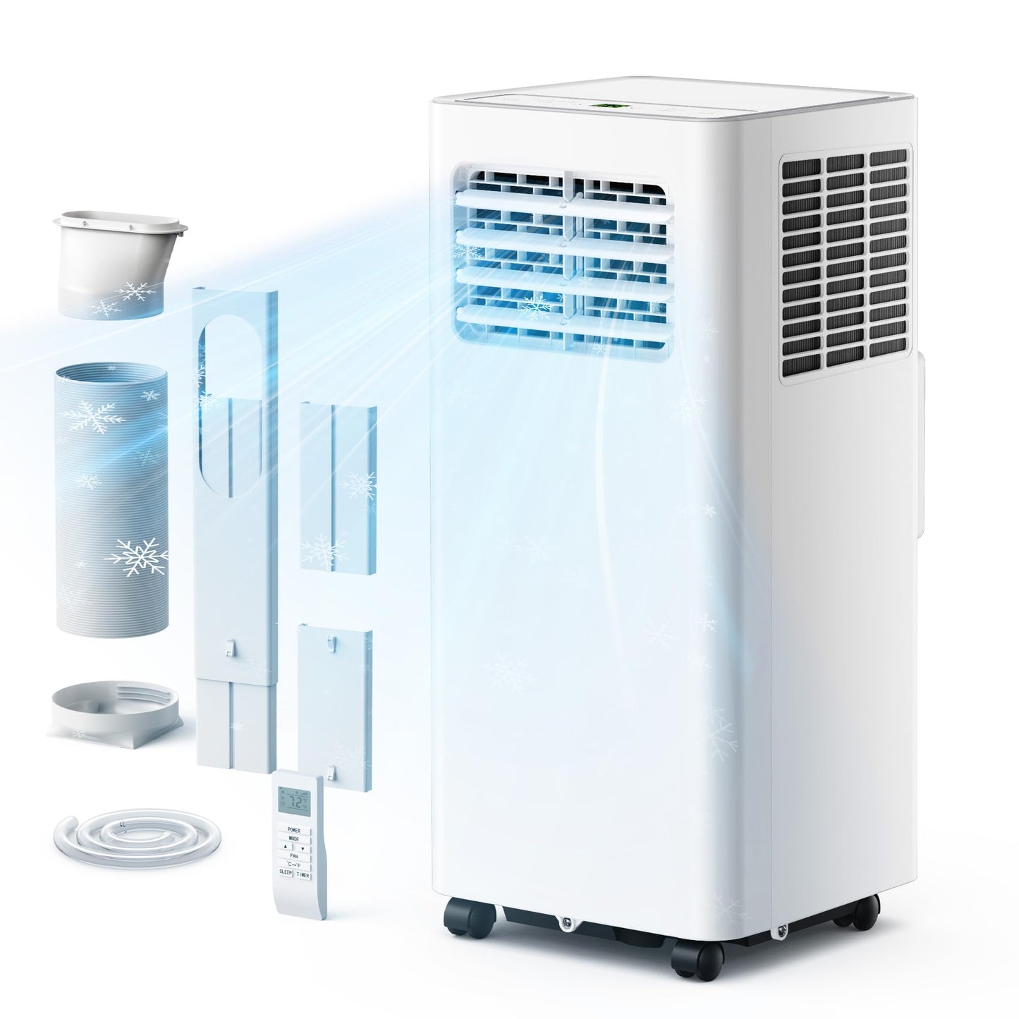 EUHOMY 8,000 BTU Portable Air Conditioners, 4-in-1 Air Conditioner Portable Up to 350 Sq.Ft., Portable AC Unit with Cool, Fan, Dehumidifier, Sleep, 24H Timer, Remote & Installation Kit, for Bedroom