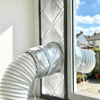 39" portable AC window vent kit,window seal kit silver-coated 100% blackout sealed for portable air conditioner dryer–oxford fabric,waterproof, non-breathable,stops hot backflow, easy to install