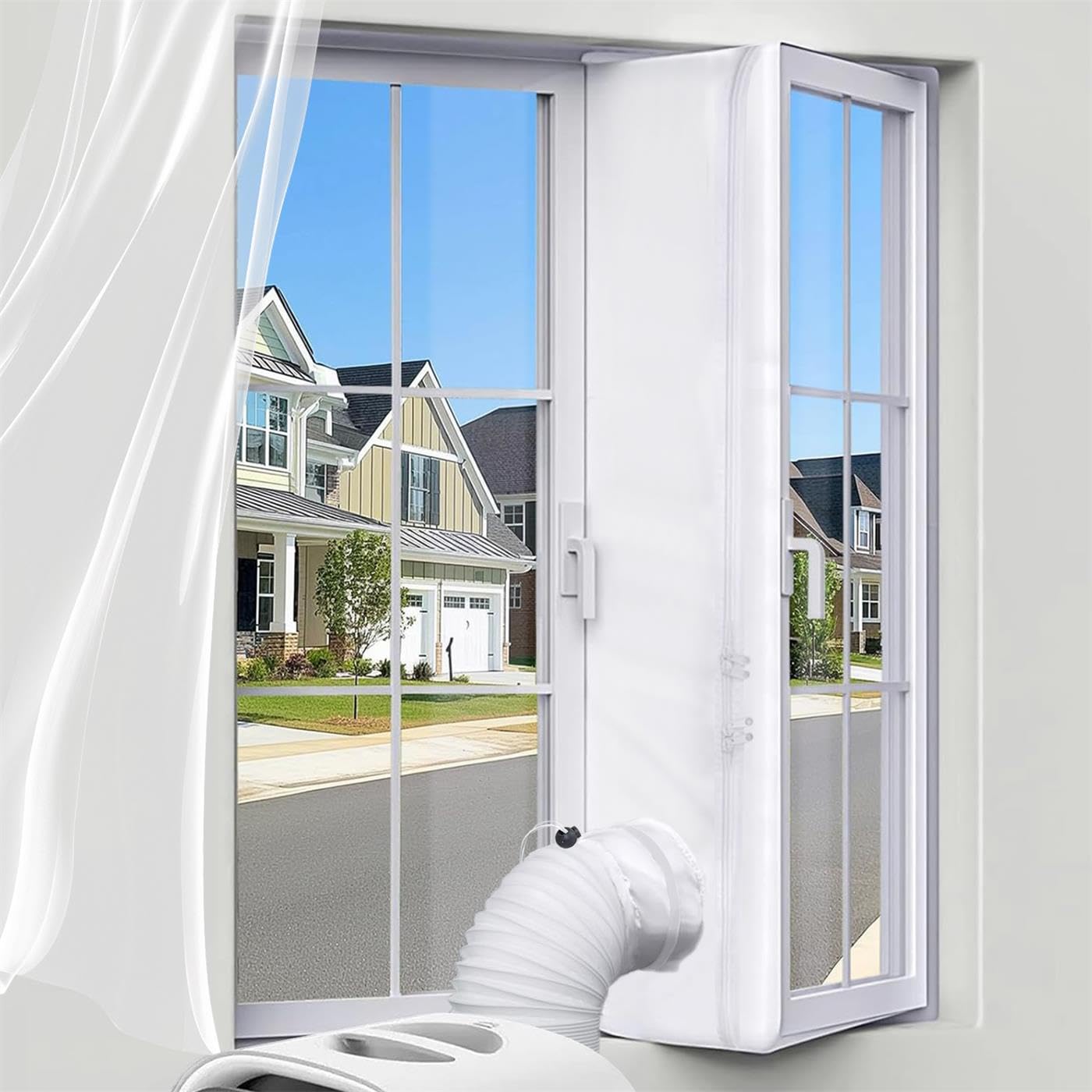 Universal Window Seal Kit for Portable Air Conditioner & Dryer, 100% Sealing Fabric Window Seal, Single & Dual Hose Adjustable Weather Strip, 500cm/197 Inch for Mobile A/C Unit