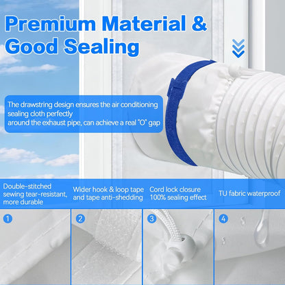 Portable Air Conditioner Window Vent Kit，Window Vent Seal Kit for Mobile Air Conditioning & Dryer，Full Sealing Waterproof，Fit Both 5" and 6" Exhaust Hose，Length Adjustable 10x24~36 inches