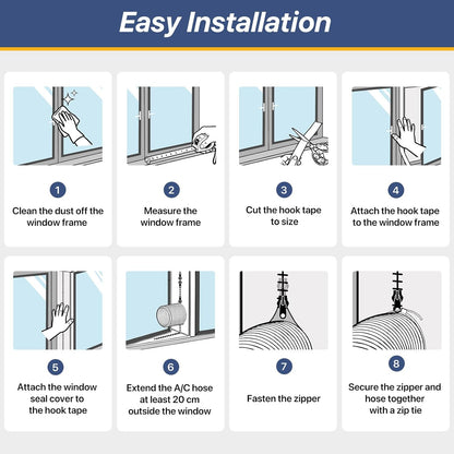 LOVIGA 400CM(157") Portable AC Window Seal Kit, Casement Window Vent Kit Seal Kit for Portable Air Conditioner & Ventilation System, Easy to Install for Crank Out/Awning/Skylights Window