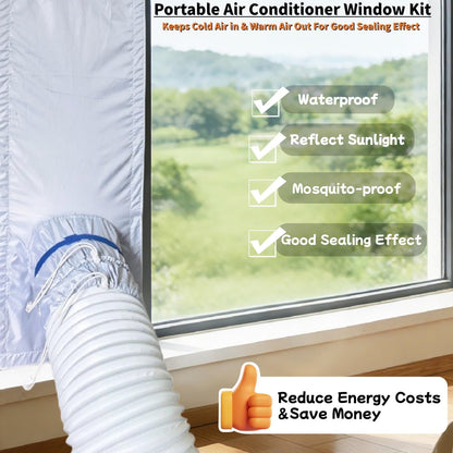Portable Air Conditioner Window Seal Kit,10In x 36~62 Inch Full Sealing AC Window Vent Seal Kit for Mobile Air Conditioner & Dryer,Length Adjustable,Waterproof & Easy to Install