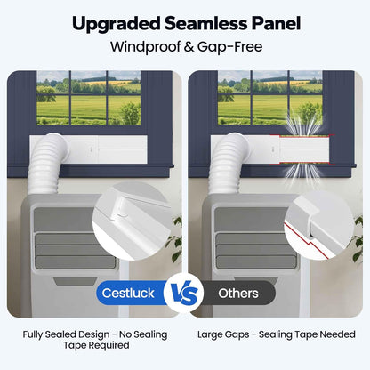 Portable AC Window Vent Kit, with 5.9" Exhaust Hose, 5.9" Coupler and Bird Guard, Adjustable Air Conditioner Window Seal Kit Length Range (17" to 63"), Universal Sliding AC Vent Kit