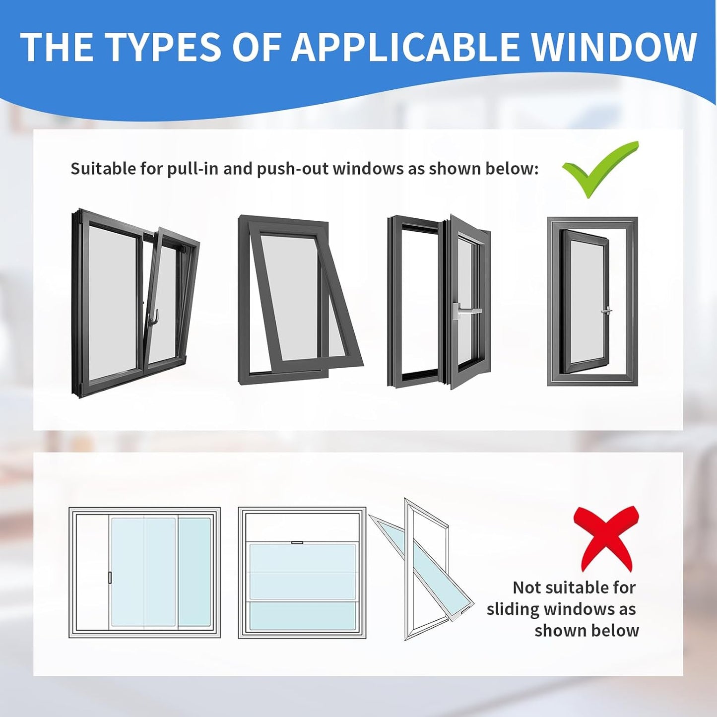 FSEN Portable AC Window Seal Kit - Heavy-Duty Window Barrier with Adjustable Hole, No-Drill Waterproof & Universal Fit for Sliding/Crank-Out/Skylight Windows. Blocks Heat, Dust & Saves Energy!