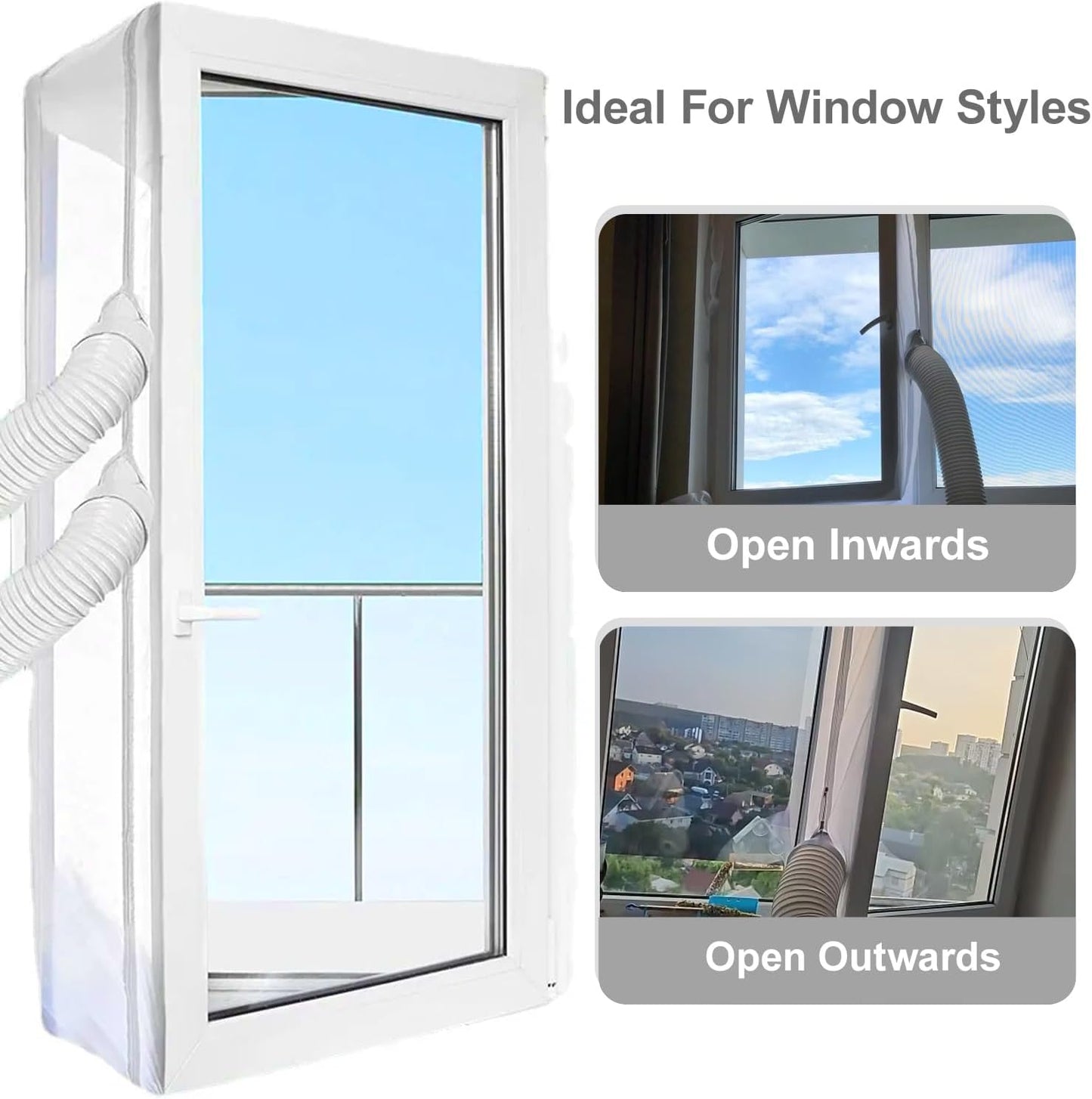 Universal AC Window Seal Kit, Casement Window Vent Kit for Portable Air Conditioner and Tumble Dryer, Waterproof Seal with Zipper for Casement Window, Awning, Skylights, No Drilling (Sealing Cloth-4M)