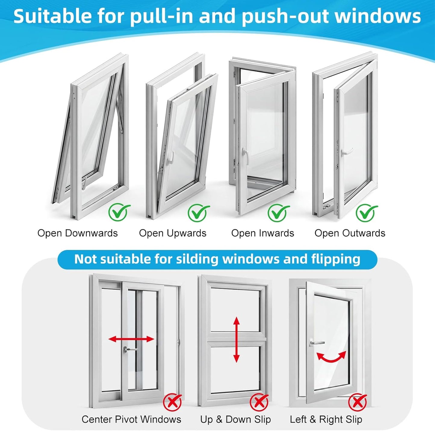 2 Pcs Portable Air Conditioner Window Seal Kit 157'' for Casement Air Exchange Guards with Zip and Adhesive Fastener Works Works with Tumble Dryer, Keep House Cool