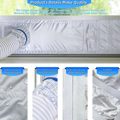 Portable Air Conditioner Window Seal Kit,10In x 36~62 Inch Full Sealing AC Window Vent Seal Kit for Mobile Air Conditioner & Dryer,Length Adjustable,Waterproof & Easy to Install