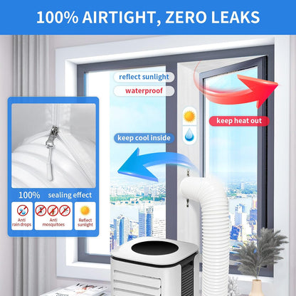 FSEN 400CM Universal Window Seal Kit for Portable AC - Heavy-Duty Oxford Fabric, No-Drill Waterproof Cover with Zipper & 2xVelcro, Fits Sliding/Crank-Out/Skylight Windows，Dust & Saves Energy (157")